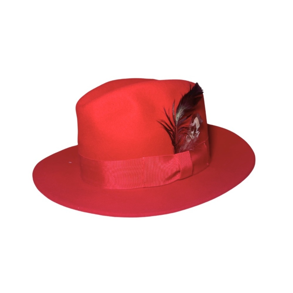 Vintage Capas Untouchable Crushed Wool Red Fedora